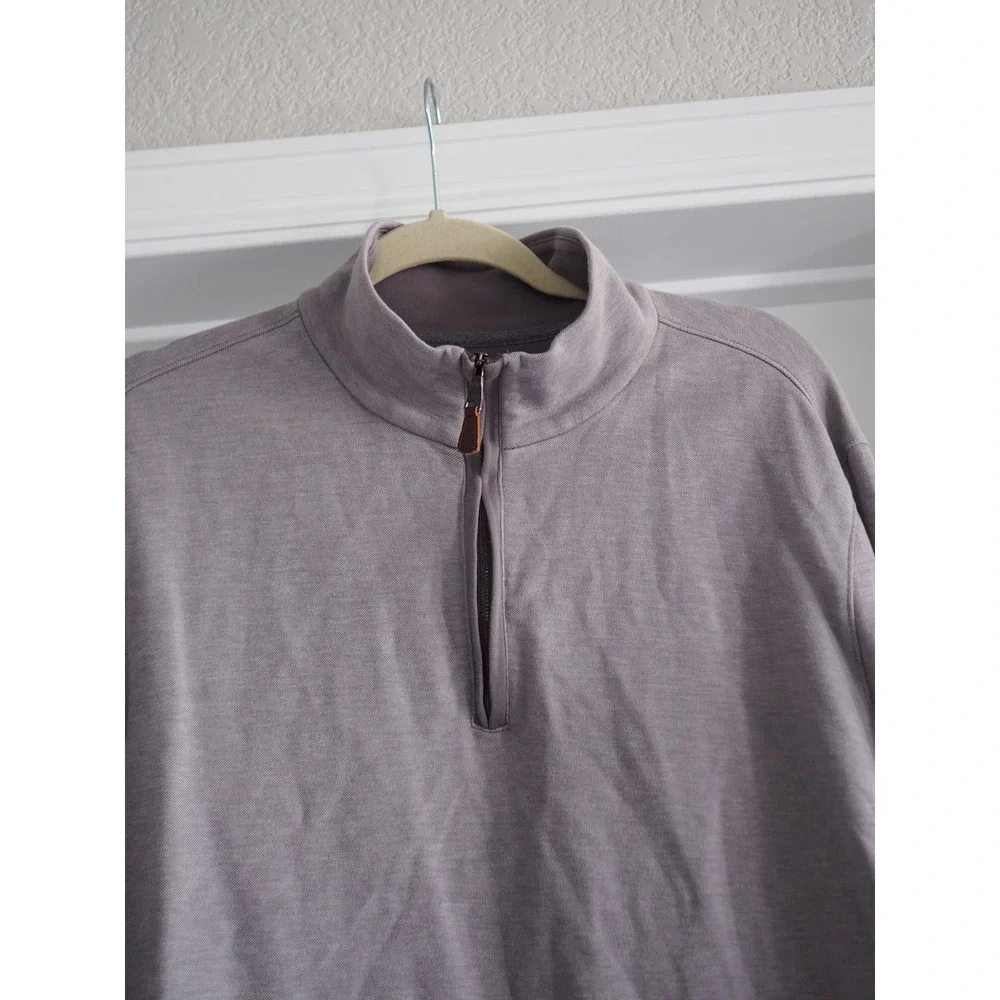 Banana Republic Quarter Zip Urban Grey Cotton Pullover Preppy L Good Minimalist